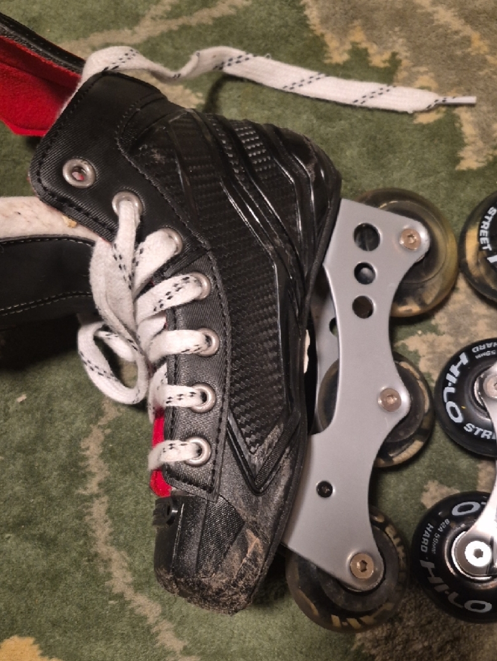 Bauer Kids Red and Black Lace-Up Roller Skate Boots - Picture 11 of 11
